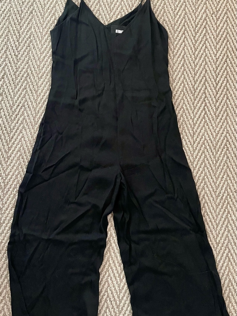 Reformation Black Spaghetti-Strap Wide-Leg Jumpsuit